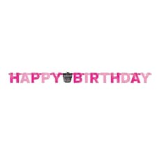 Amscan Oh So Fab Foil Letter Happy Birthday Banner - Pink - One Size