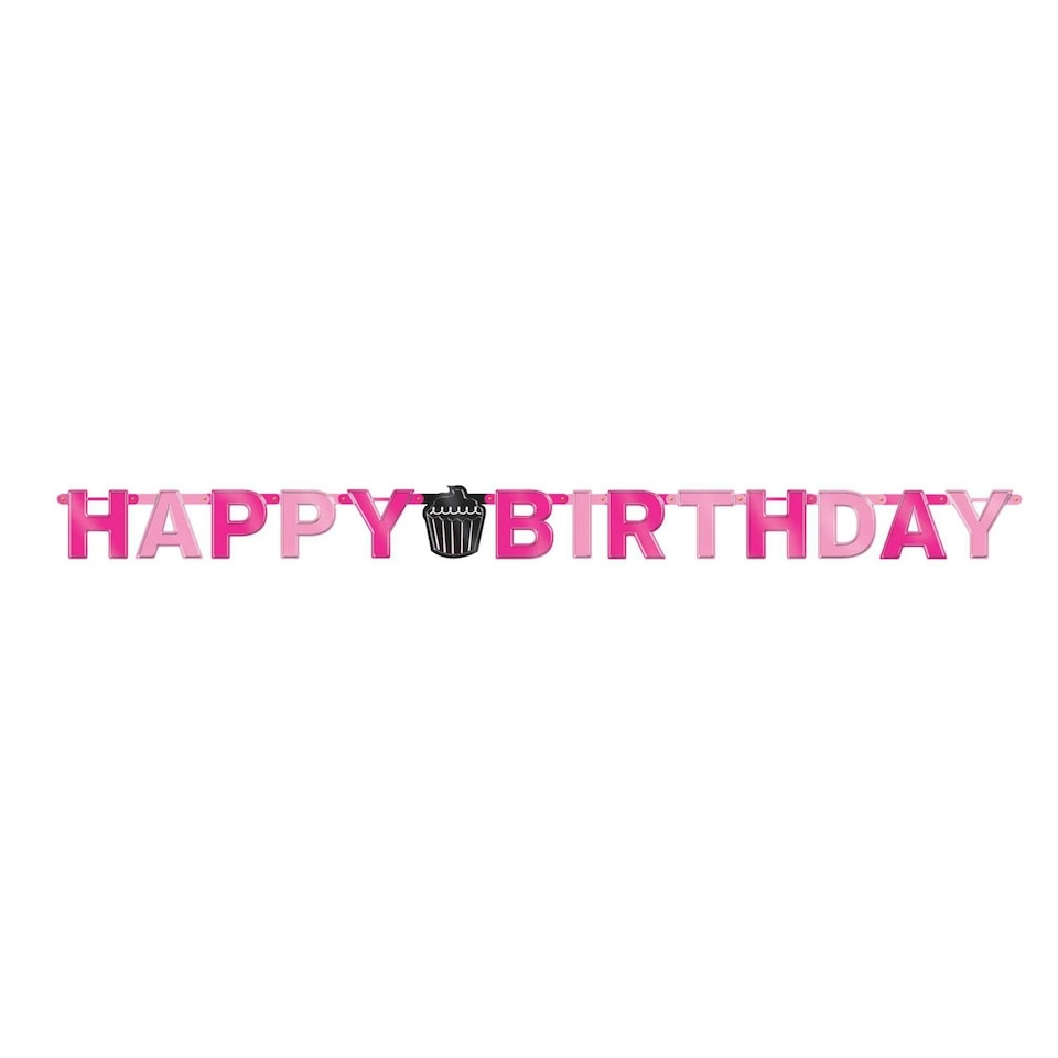 Amscan Oh So Fab Foil Letter Happy Birthday Banner - Pink - One Size