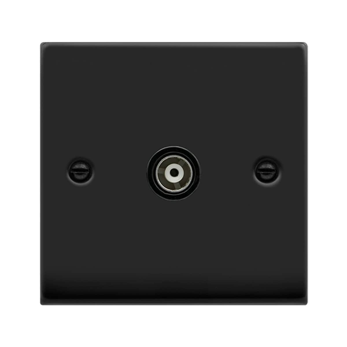 SE HOME Matt Black Single Isolated Coaxial Socket Black Matt Black