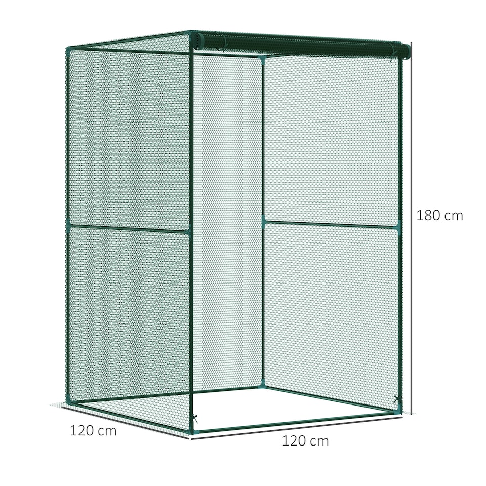 image 1 of Outsunny Fruit Cage, Plant Protection Tent, 1.2 x 1.2 x 1.8m, Dark Green
