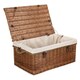 image 5 of 61cm Double Steamed Wicker Rope Handled Trunk with Lining Black | Black | One Size