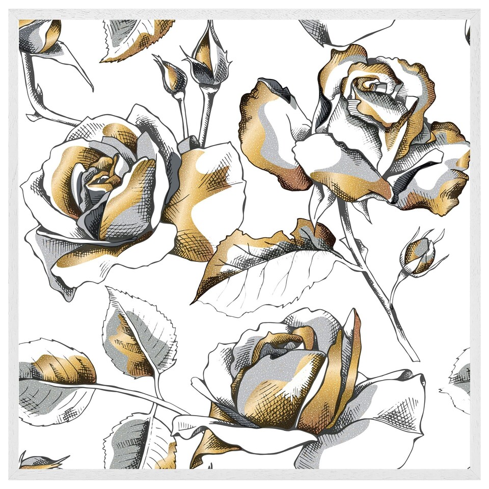 image 1 of Golden roses (Picture Frame) White | M