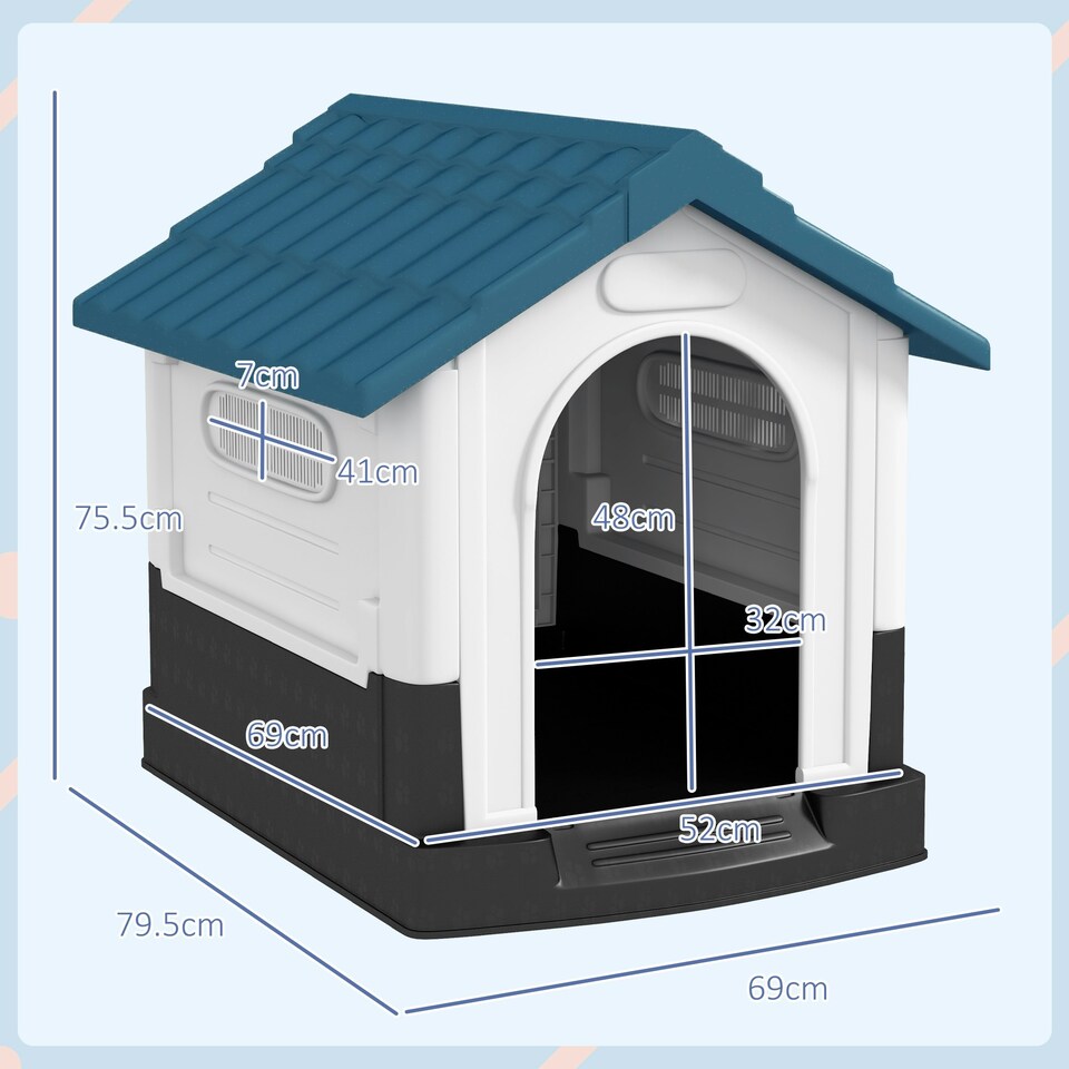 image 1 of PawHut Dog Kennel for Outside, for XS and S Dogs, 80 x 69 x 76cm, Blue