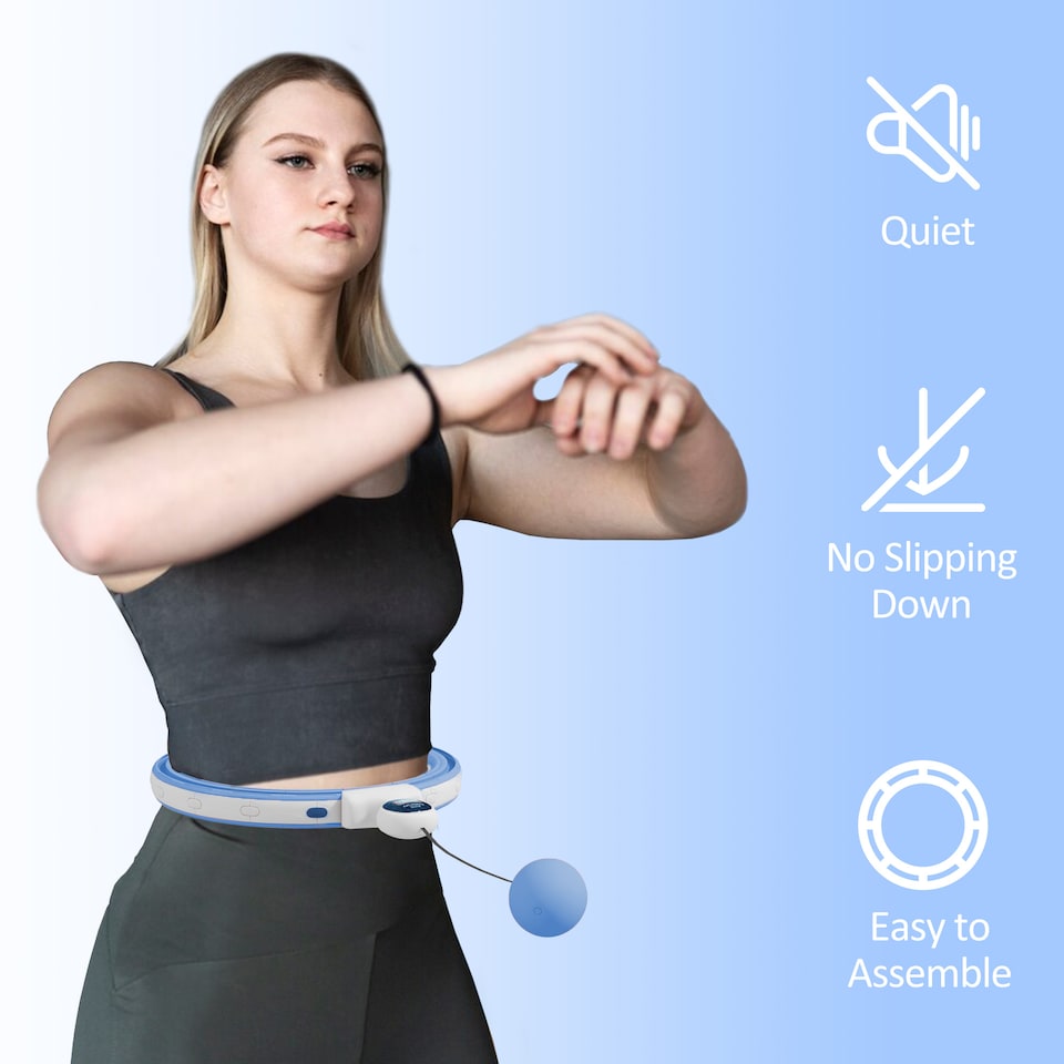 image 1 of SPORTNOW Smart Weighted Hula Hoop with 16 Detachable Knots, Light Blue
