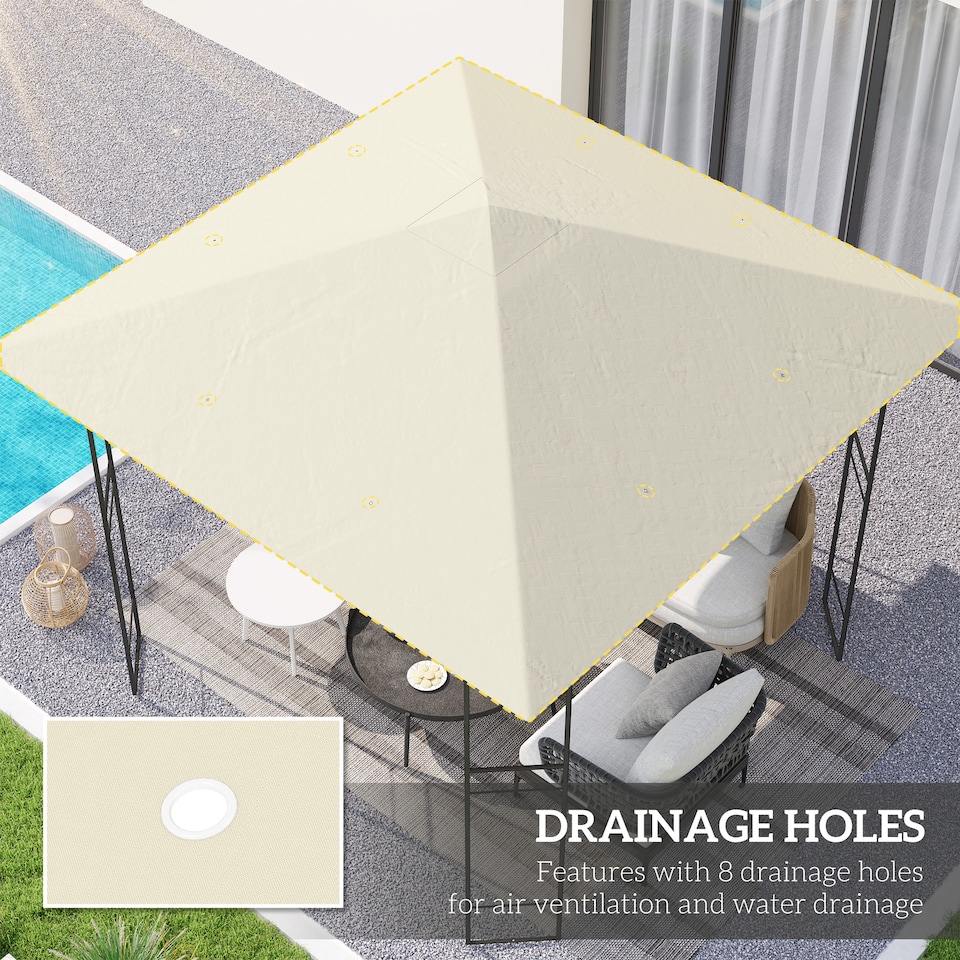 image 1 of Outsunny 3 x 3(m) Gazebo Canopy Replacement Cover, UPF30+, Cream White