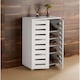 image 2 of Oslo 2 Door Wooden Shoe Storage Cabinet Rack Stand Cupboard Slatted Doors | White