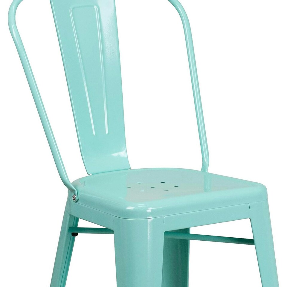 image 1 of Blake 24" Industrial Style Bar Stool Chair, Mint Green - Set of 4 - Modern Metal Counter Height Green