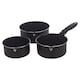 image 1 of Aluminium Induction Stackable Space Saving Pots Frying Pan Set Detachable Handle | Black | Matt Black - 3 Pcs Frying Pans