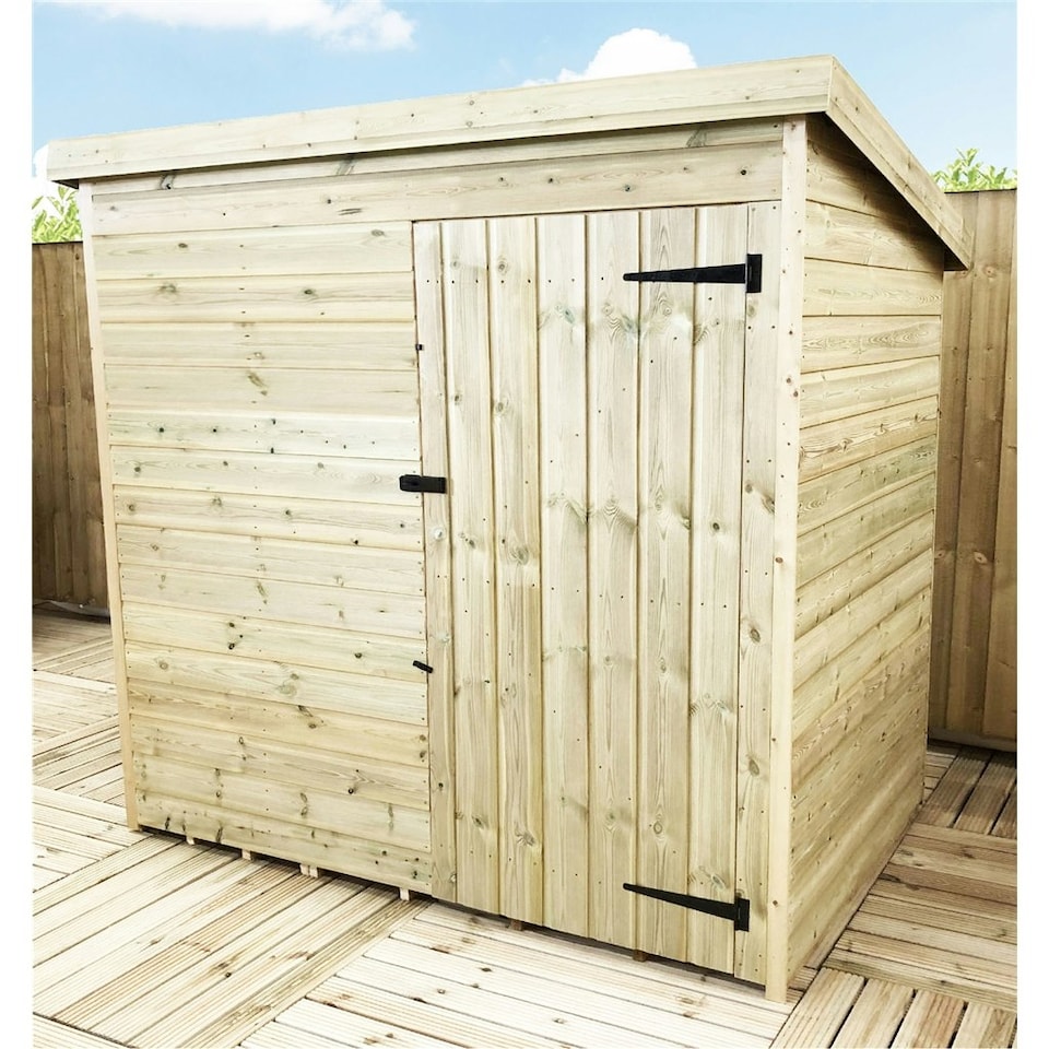 image 1 of 4 x 4 WINDOWLESS Garden Shed Pressure Treated T&G PENT Wooden Garden Shed + Single Door (4' x 4' / 4ft x 4ft) (4x4)