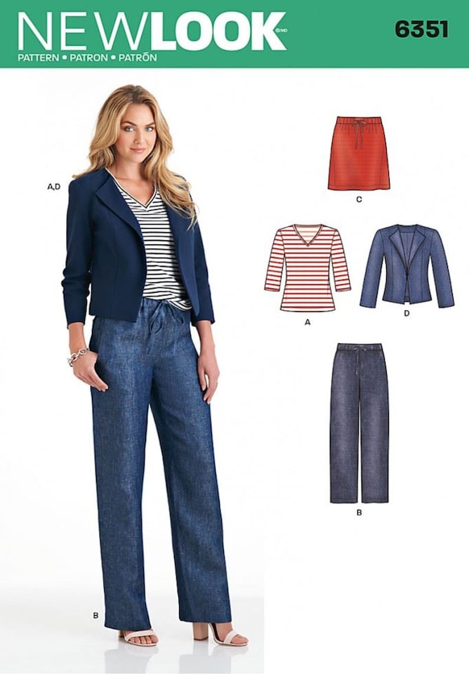 image 1 of New Look 6351 Paper Sewing Pattern – Women’s Jackets, Trousers, Skirts & Tops, Size A (10–12–14–16–18–20–22), Intermediate