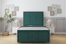Sloomy Lancaster Emerald Plush Bed Frame With Mattress With 50" Upholstered Headboard 2'6 Small Single