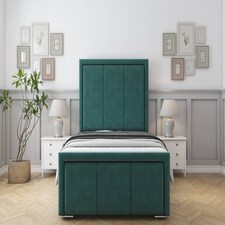 Sloomy Lancaster Emerald Plush Bed Frame With Mattress With 50" Upholstered Headboard 2'6 Small Single