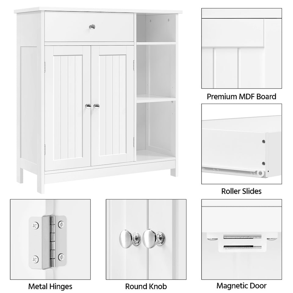 image 1 of Yaheetech Large Bathroom Floor Cabinet with Drawer White White