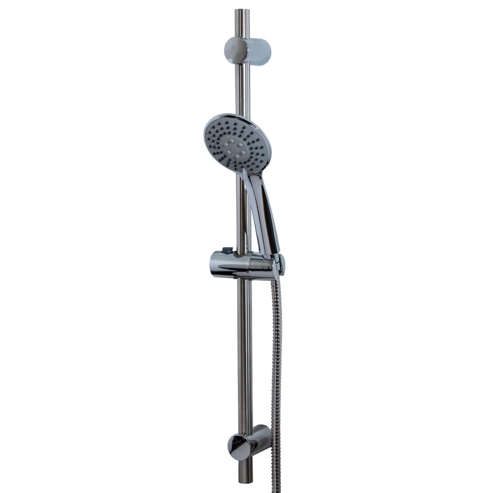 image 1 of Showerdrape Spectra Chrome 3-spray Pattern Shower Riser Rail Kit | Silver | 1