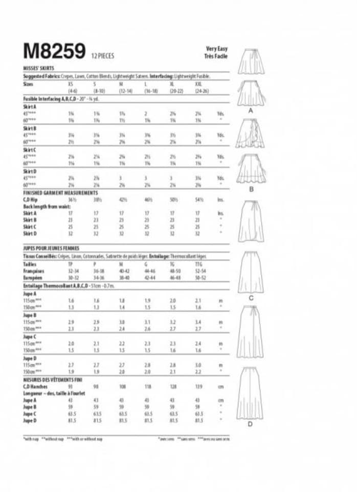 image 1 of McCall's 8259 Paper Sewing Pattern – Women’s Skirt, Sizes Zz (L–X–XXL), Beginner