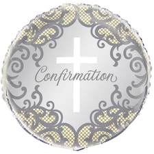 Unique Party Cross Confirmation Foil Balloon - White/Yellow - One Size