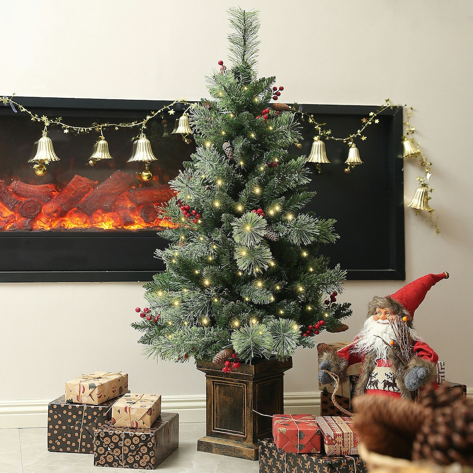 image 1 of HOMCOM 1.2m Prelit Christmas Tree with 100 Warm White LED Lights and 8 Modes