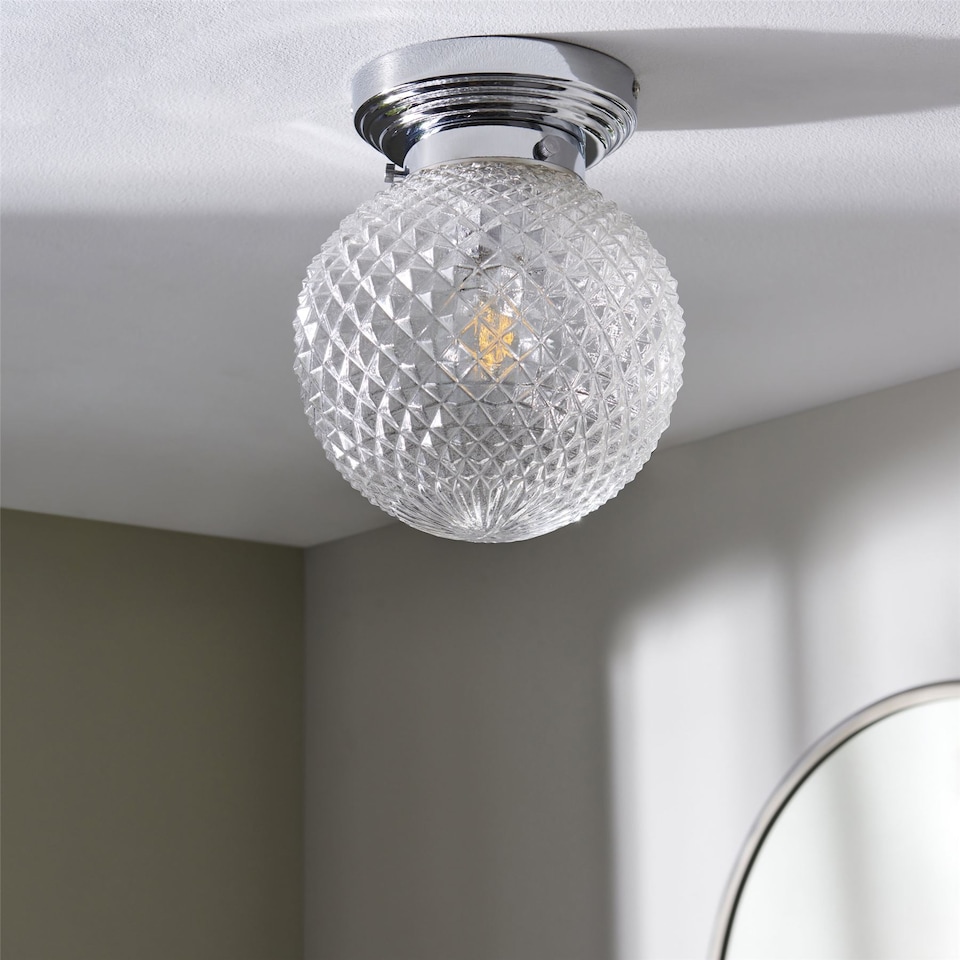 image 1 of Set of 2 Tropic - Textured Glass IP44 Bathroom Ceiling Lights