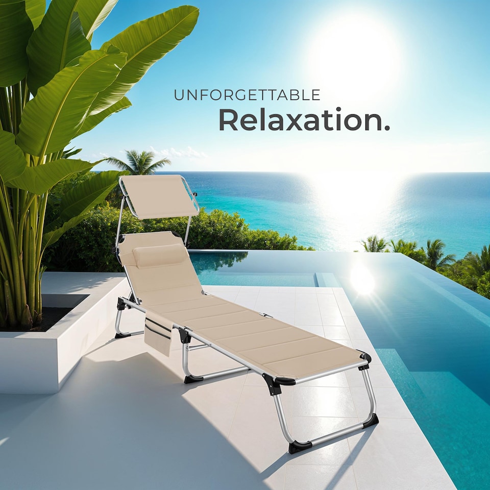 image 1 of Sun Lounger Lorella - padded, foldable, with aluminium frame | Cream | beige | 1