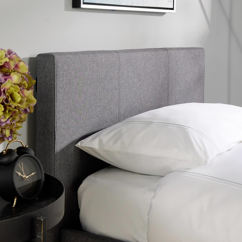 image 1 of Ottoman End Lift Storage Bed Single Hopsack Fabric Bed Frame Gas Lift Furniture