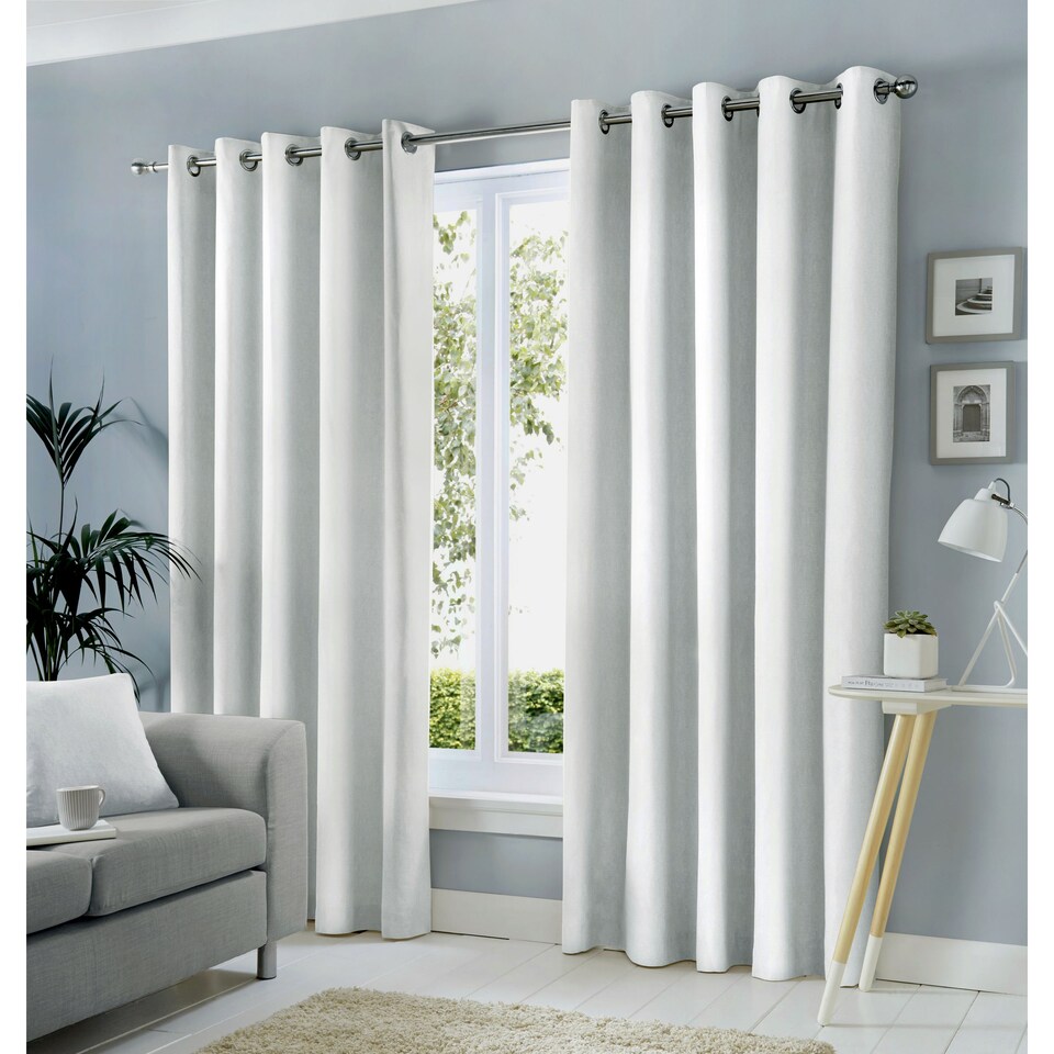 image 1 of Fusion Sorbonne Eyelet Curtains White