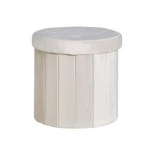Round Ottoman Storage Box Seat Foot Stool Suitable for All Rooms Home | Cream | Beige