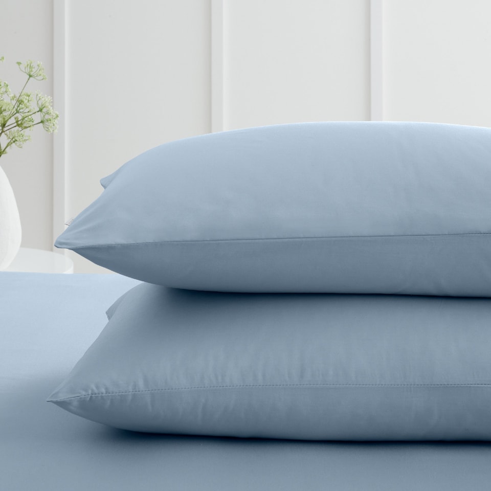 image 1 of Bianca 200 Thread Count Cotton Percale Standard Pillowcase Pair | Blue | Standard
