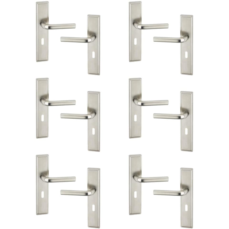 image 1 of Satin Nickel URFIC Westminster Lever Door Handles | Multi | Keyhole | 6