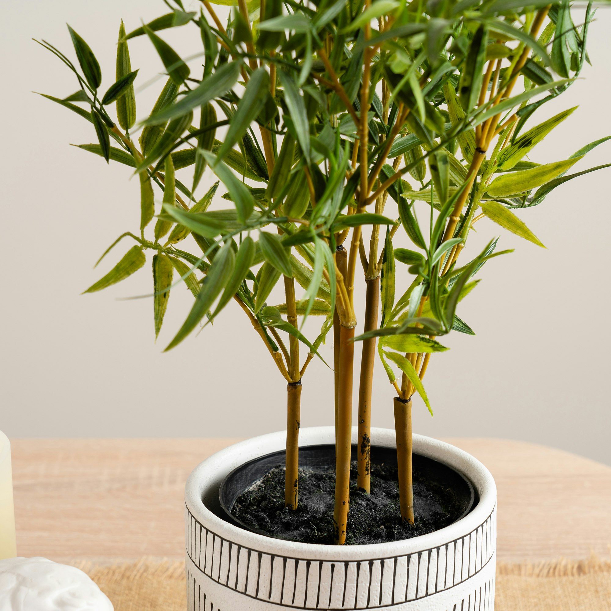 thumbnail image 2 of Leaf Artificial Bamboo Tree - 120cm (4ft) Realistic With Natural Wood Trunk 2 of 6