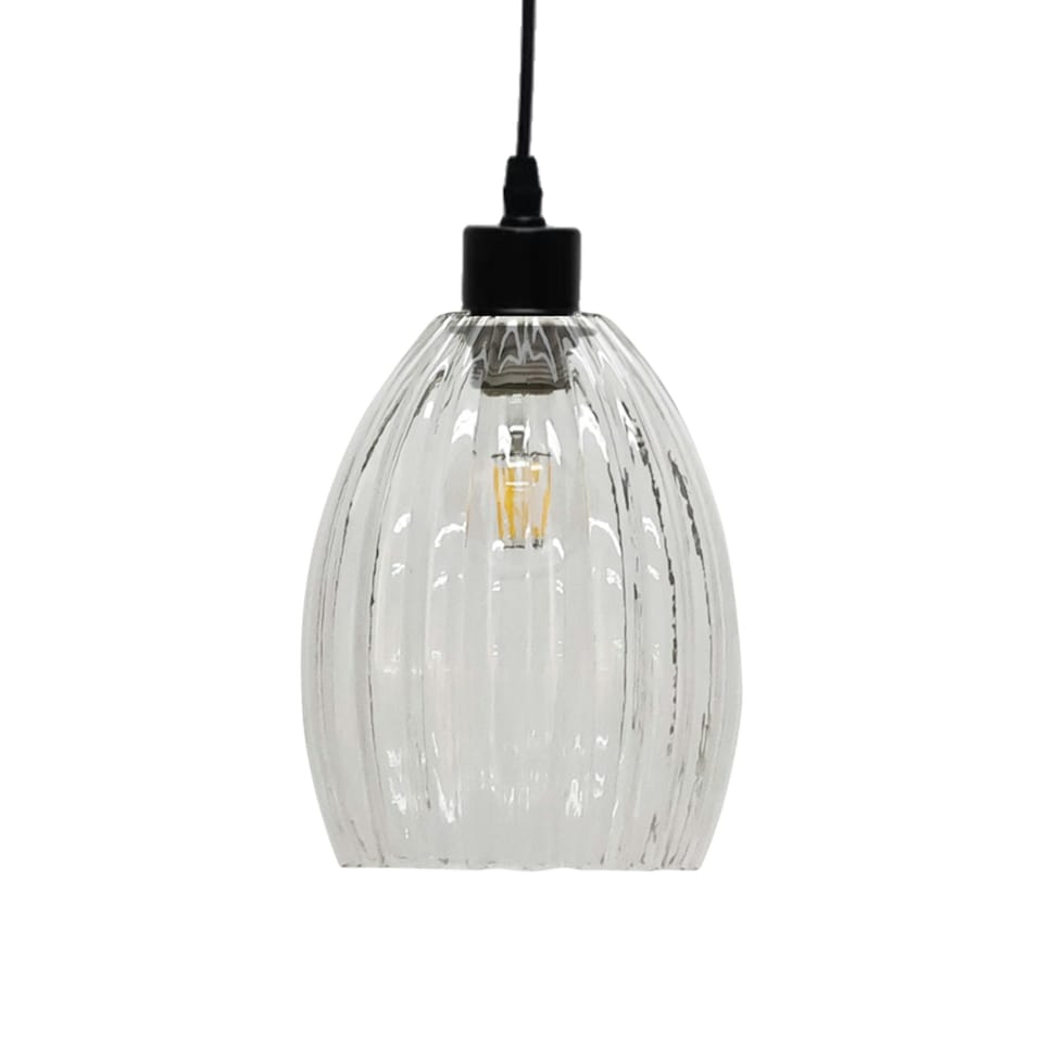 image 1 of Birch - Clear Fluted Glass Easy Fit Pendant Shade Clear