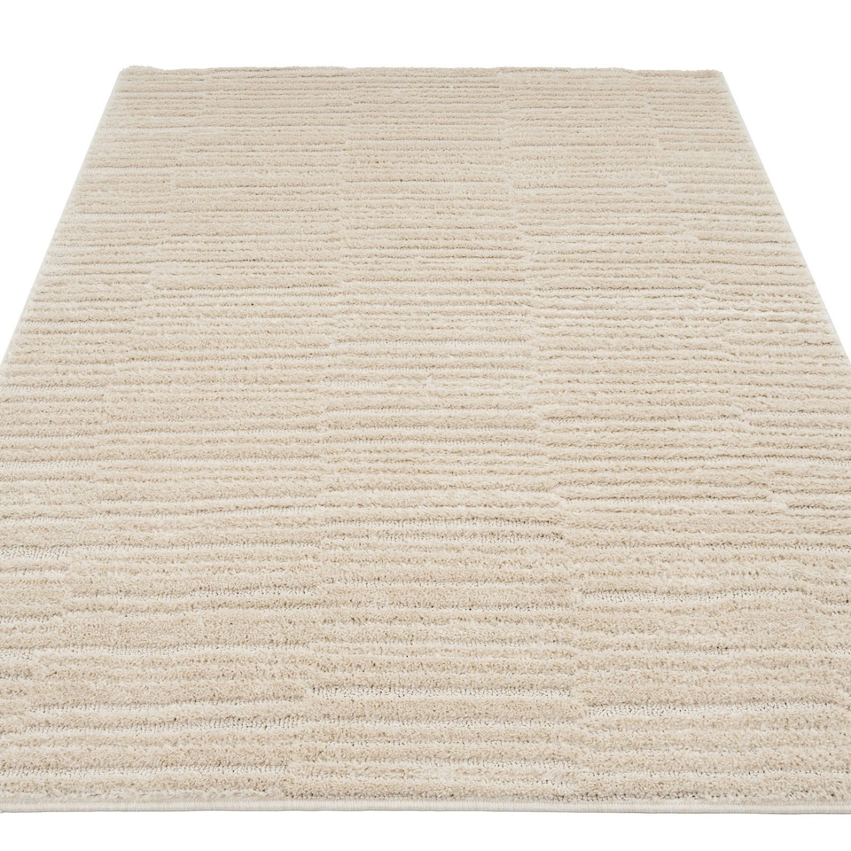 image 1 of KUKOON Grey Silver Striped Abstract Living Room Area Rug 190cm x 280cm Cream