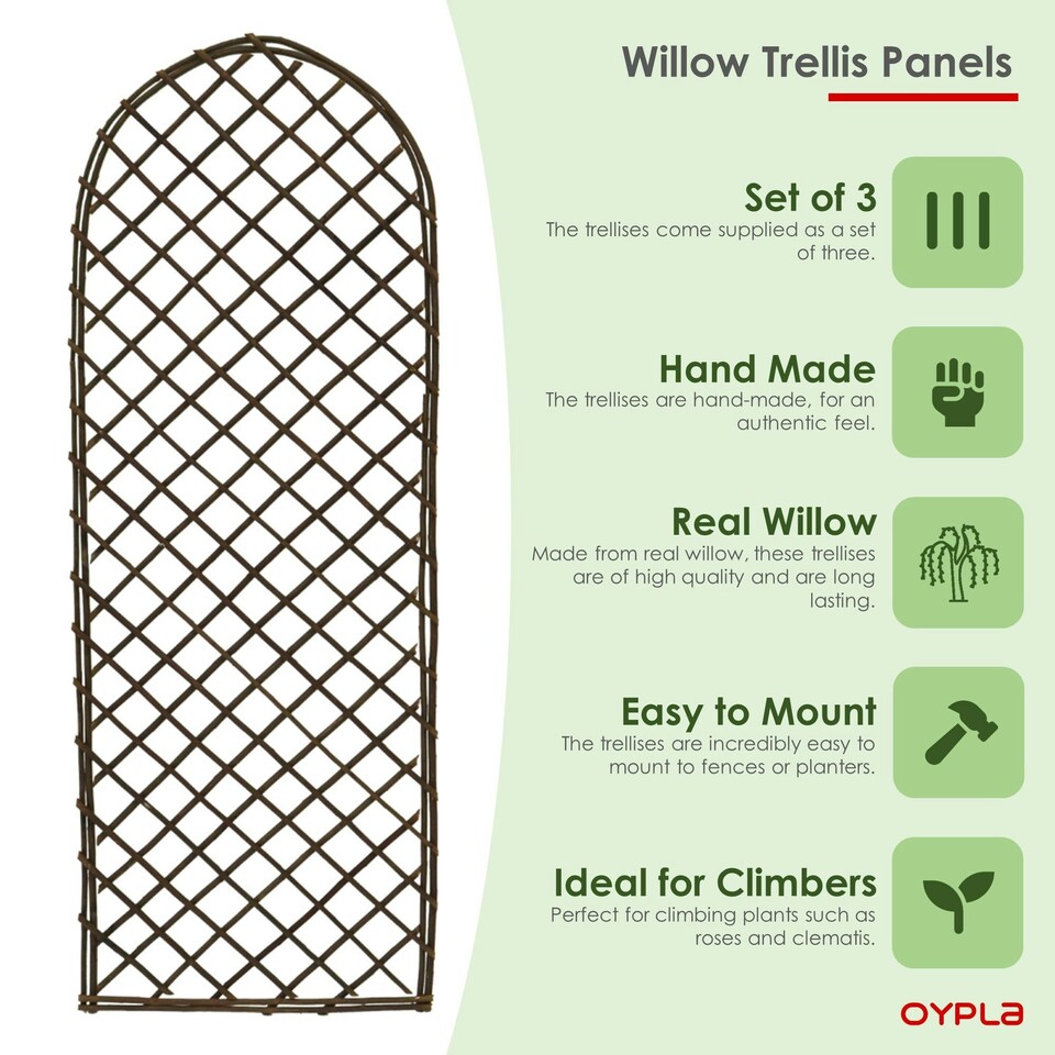 image 1 of Oypla Set of 3 Willow Trellis Fencing Panel Screen Climbing Trellises