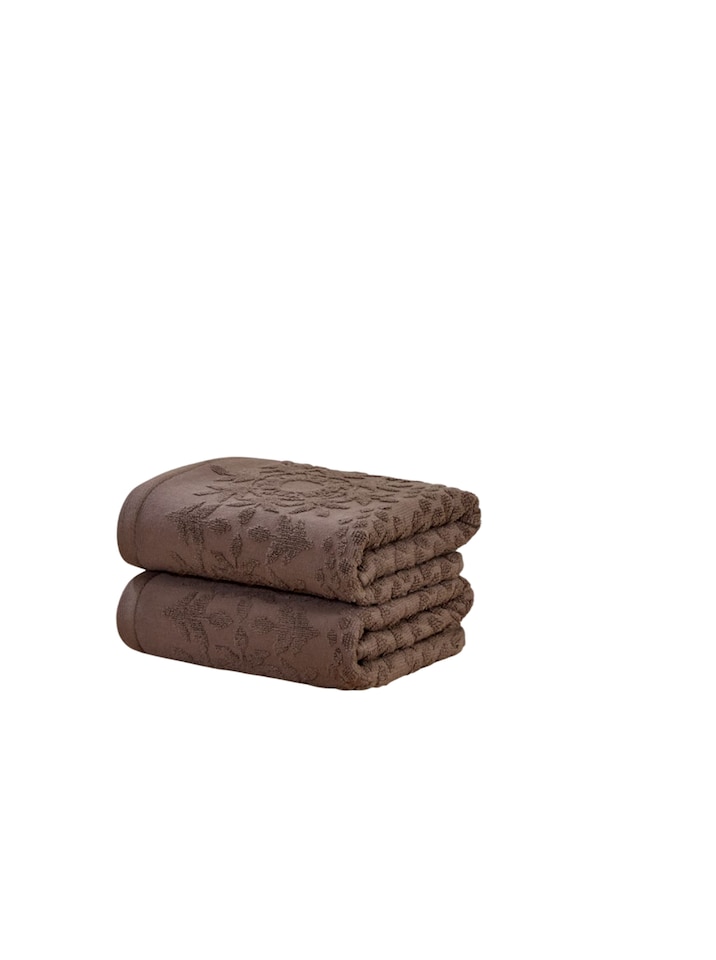 image 1 of Versailles Jacquard Cotton Towels Soft and Absorbent | Brown | Hand towel