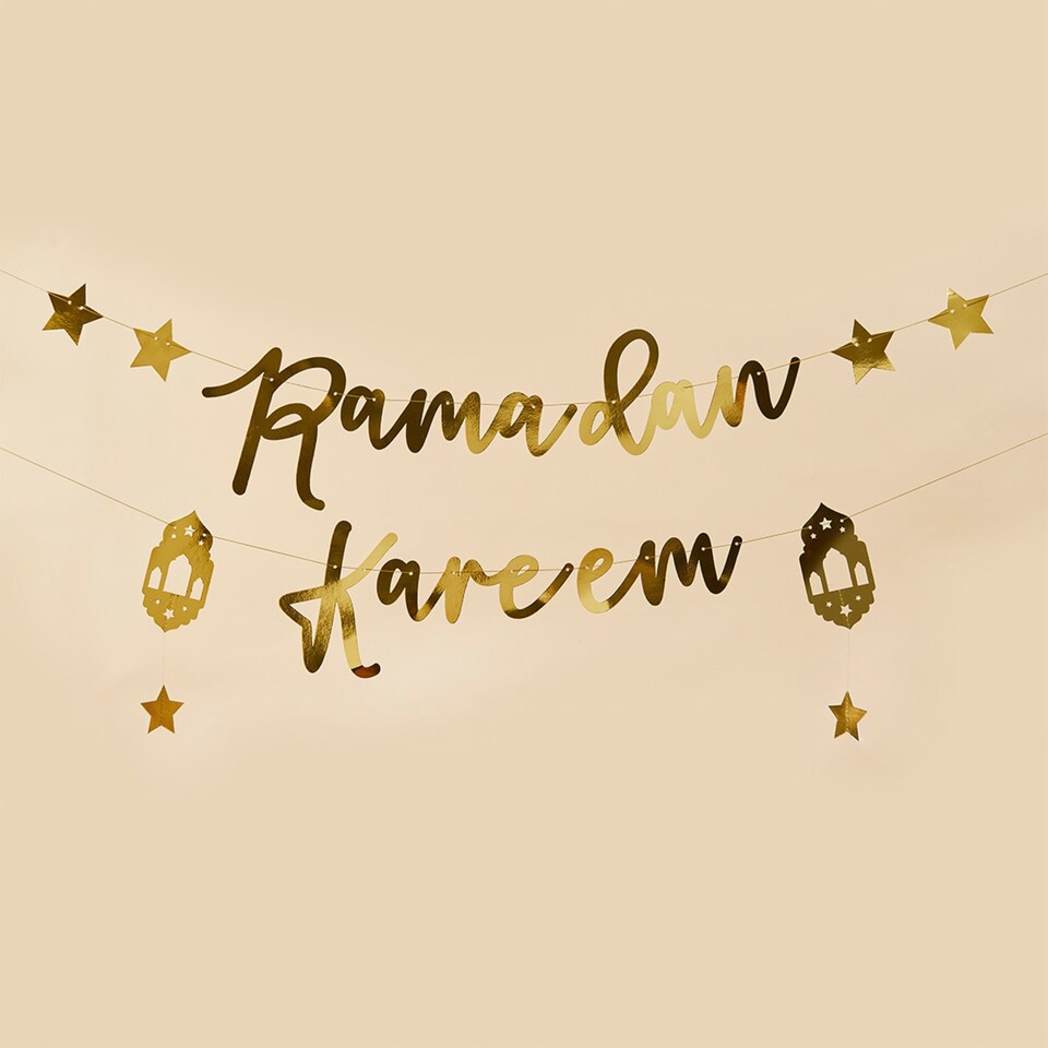 image 1 of Gold 'Ramadan Kareem' Card Banner x2 2m | Multi