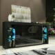 image 2 of Black Sideboard 164cm Gloss Doors Free LED Modern Storage Unit Black