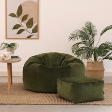 Kingston Classic Velvet Bean Bag Chair & Pouffe Olive Green Bean Bag Chair | Green | Olive Green | 2