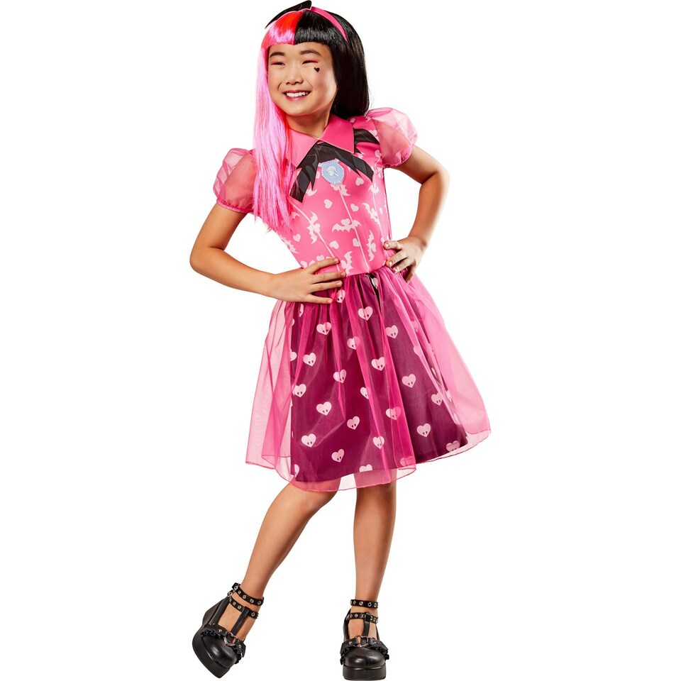 image 1 of Monster High Girls Draculaura Costume - Pink/Black - 5-6 Years