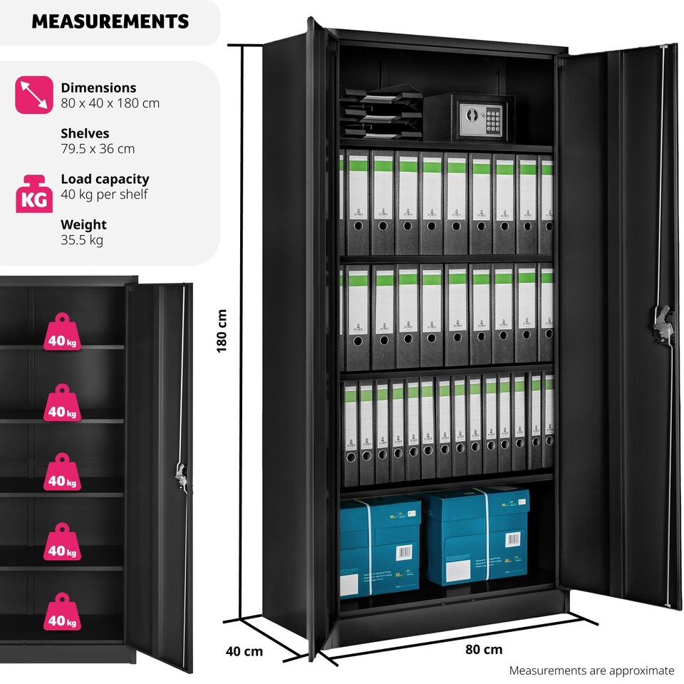 image 1 of Filing Cabinet Blain - 5 height-adjustable shelves, lockable doors Black