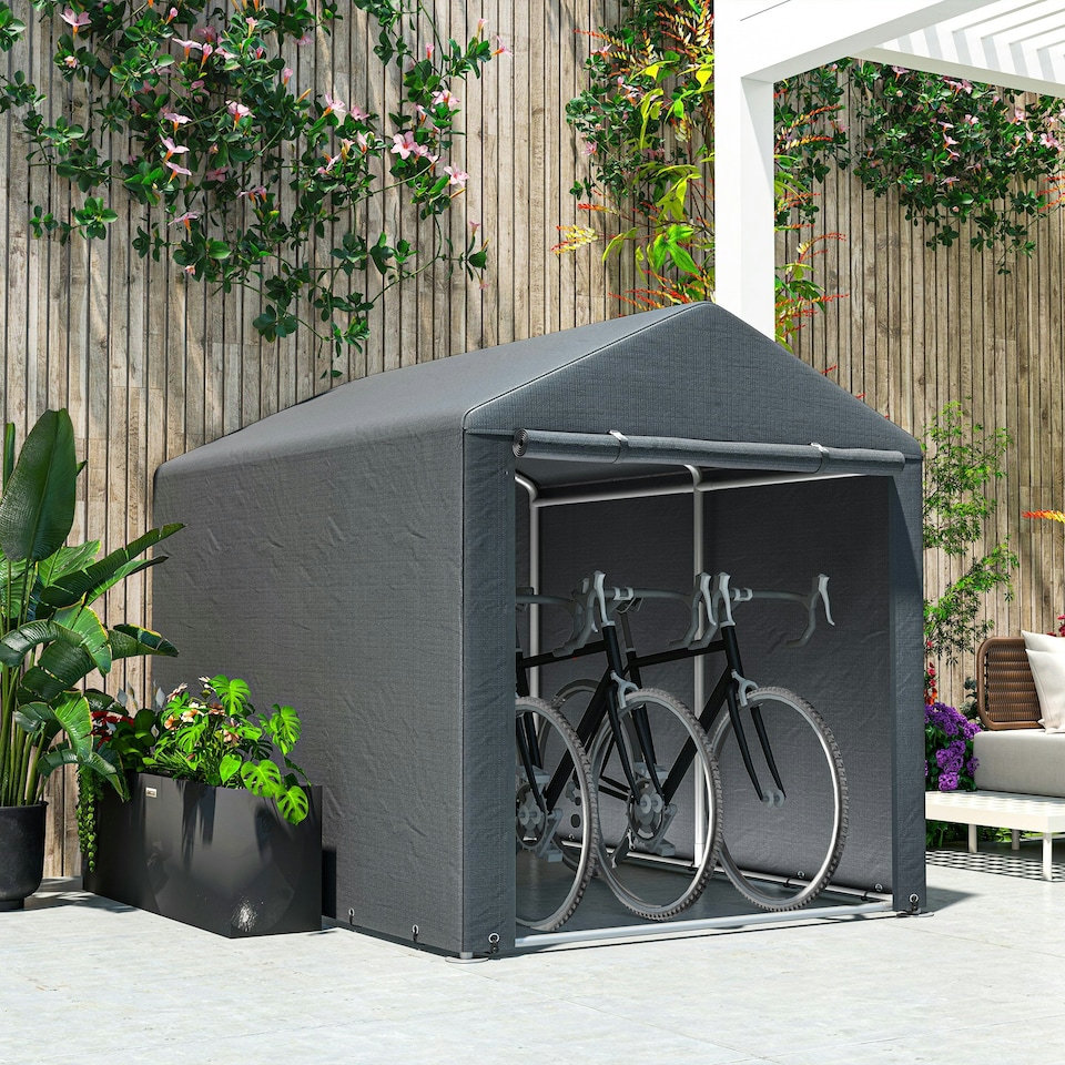 image 1 of Outsunny 1.6 x 2.2m Garden Storage Shed Portable Shed Tent, Dark Grey 
