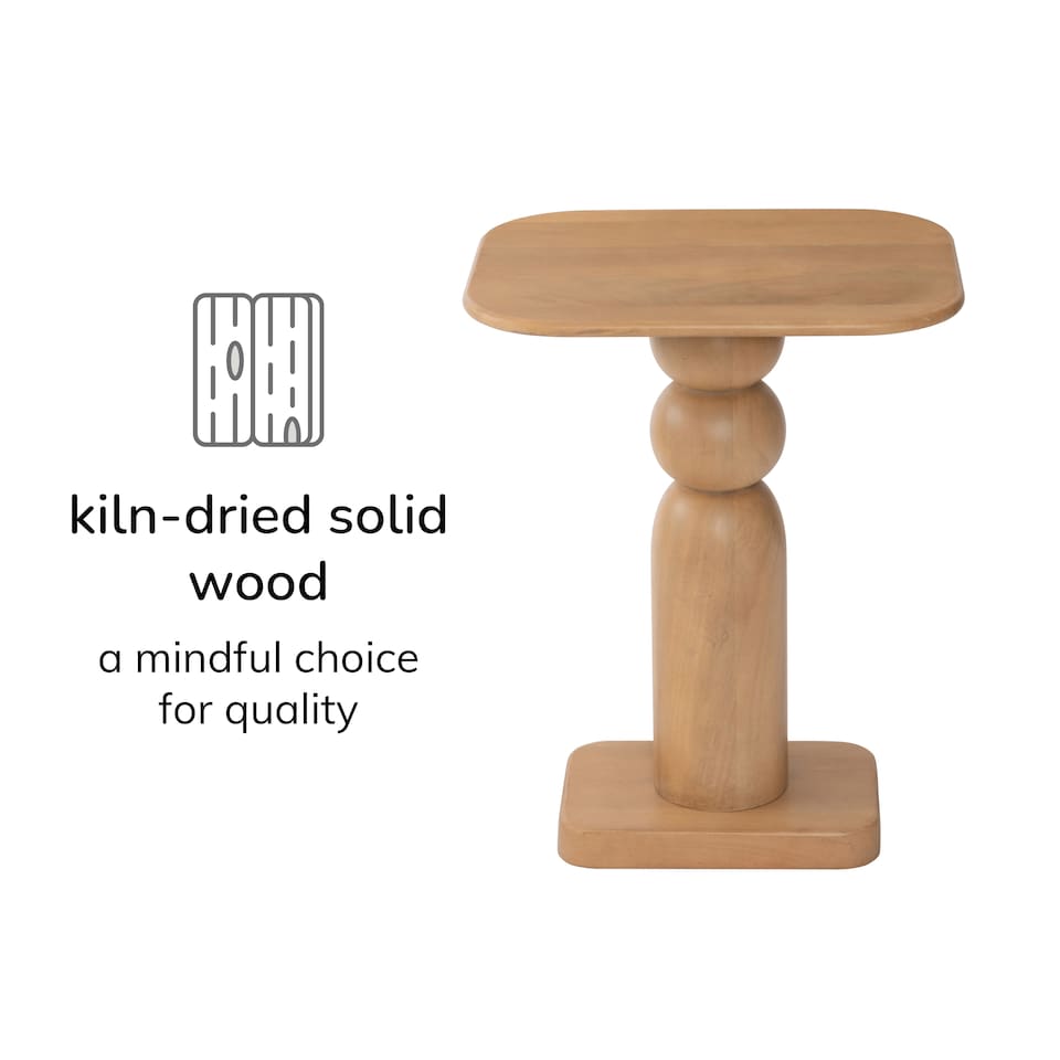 image 1 of Vita Solid Mango Wood Pedestal Side Table for Living Room Bedroom