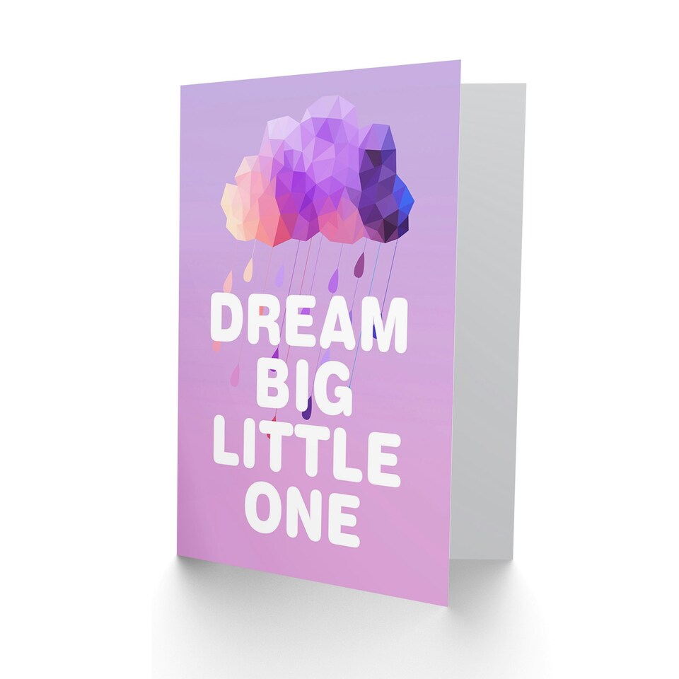 image 1 of Dream Big Little One Pink Birth Congratulations Card
