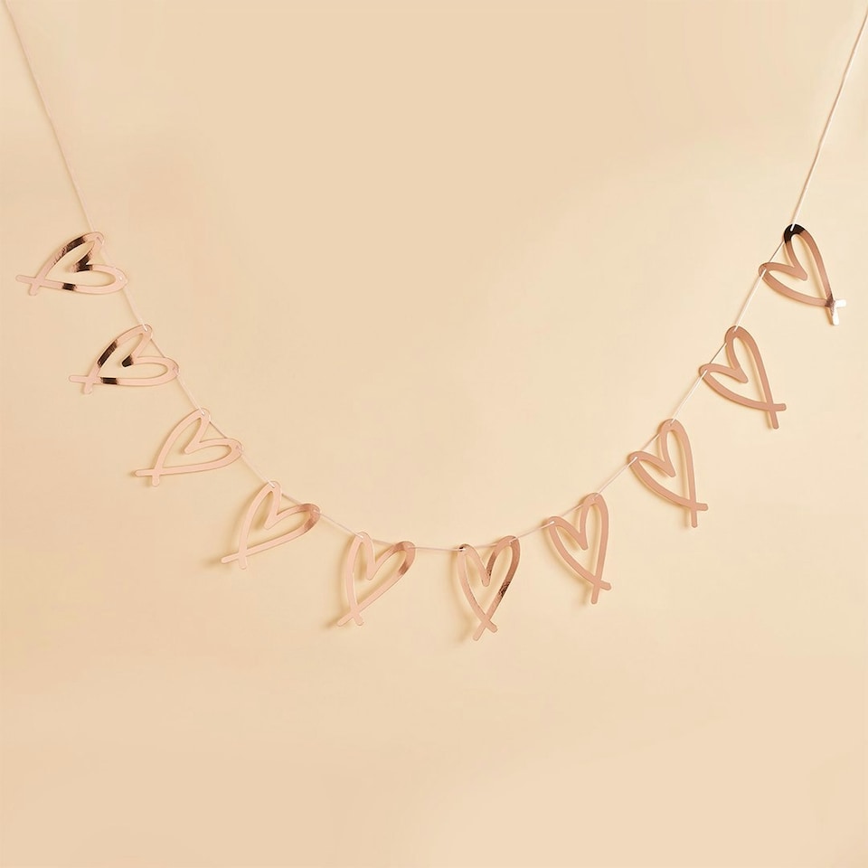 Rose Gold Heart Party Garland 2m