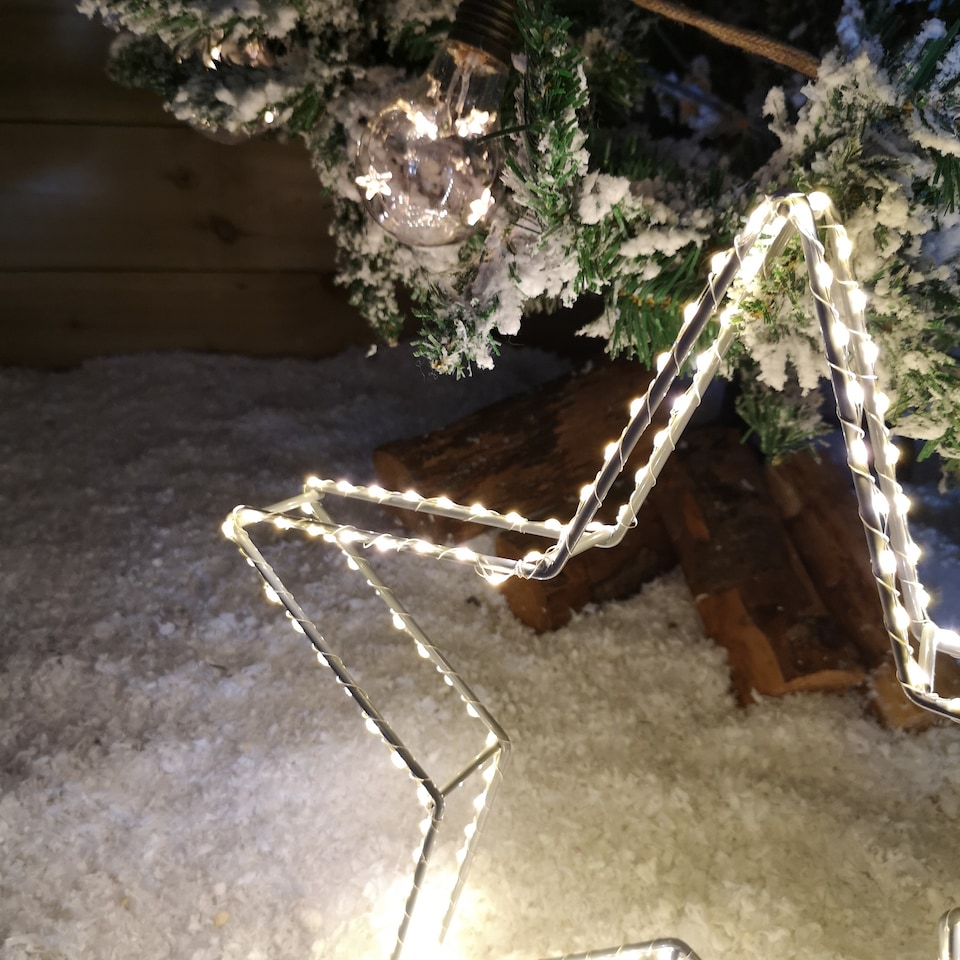 image 1 of 38cm LED Dewdrop Open Star Indoor Outdoor Christmas Decoration in Warm White