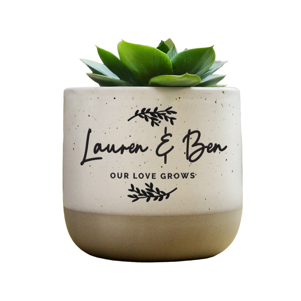 image 1 of Personalised Botanical Flecked Plant Pot