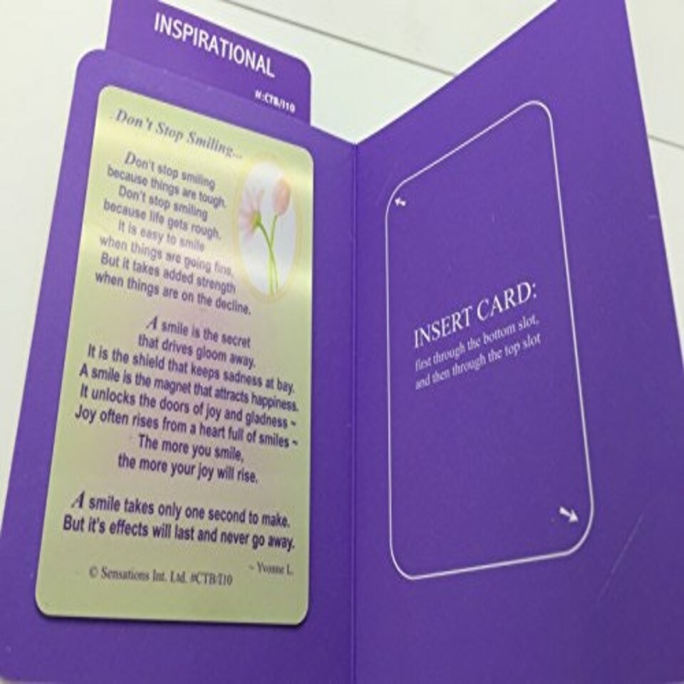 image 1 of Don`t Stop Smilling...Get Well Soon...Wallet Card (Sentimental Keepsake Wallet / Purse Card)