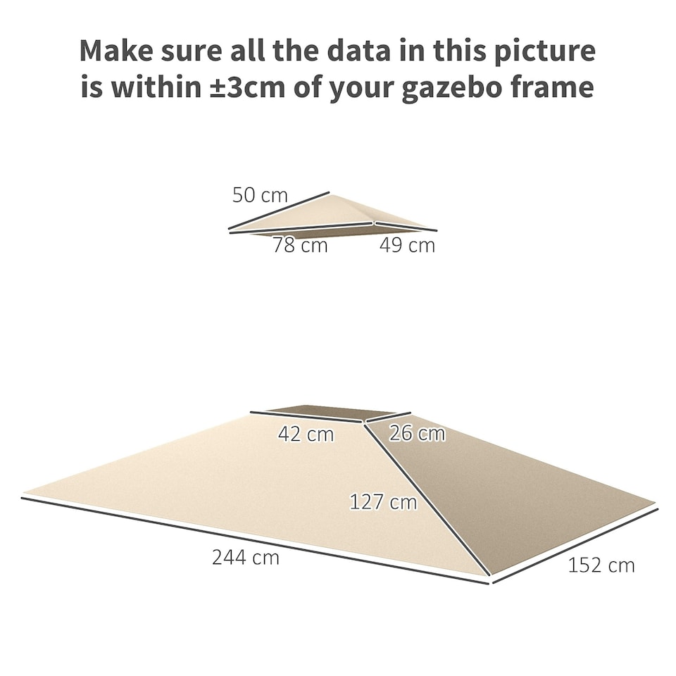 image 1 of Outsunny Grill Gazebo Cover Roof Replacement for 1.5 x 2.4m Frame, Beige