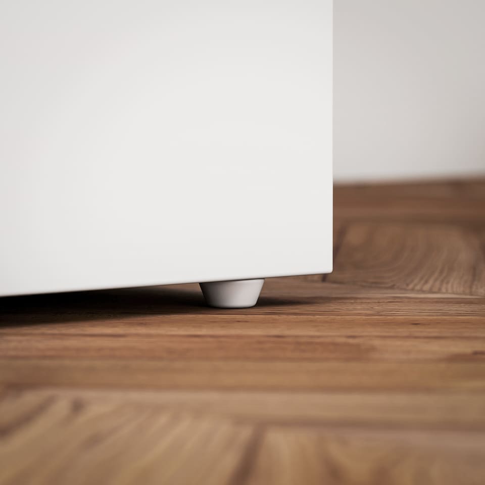 image 1 of HOMCOM Computer Desk, Writing Table, PC Workstation with 3 Storage Shelves and Drawers, Silver Handle, for Home Office, Natural Wood Finish and White | Brown