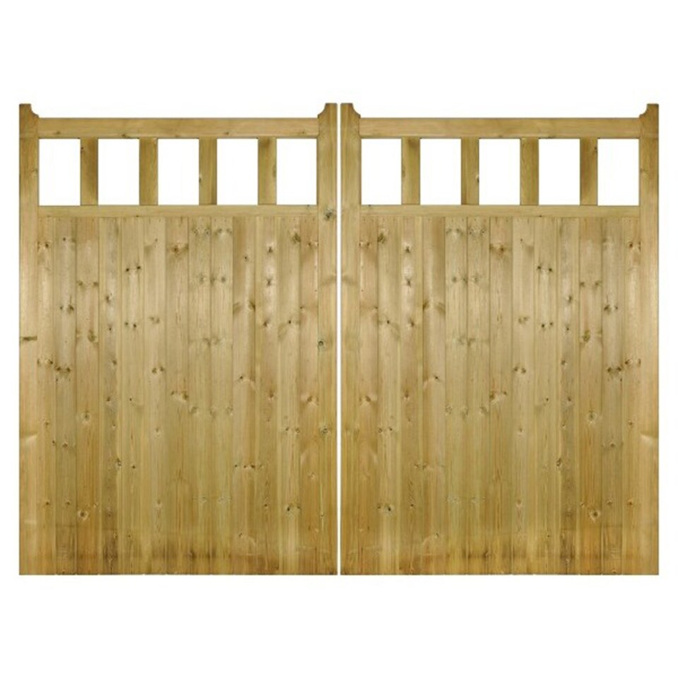image 1 of Quorn Tall Double Garden Gate - Pressure Treated Scandinavian Redwood - W3000 x H1800 mm | Brown | 1