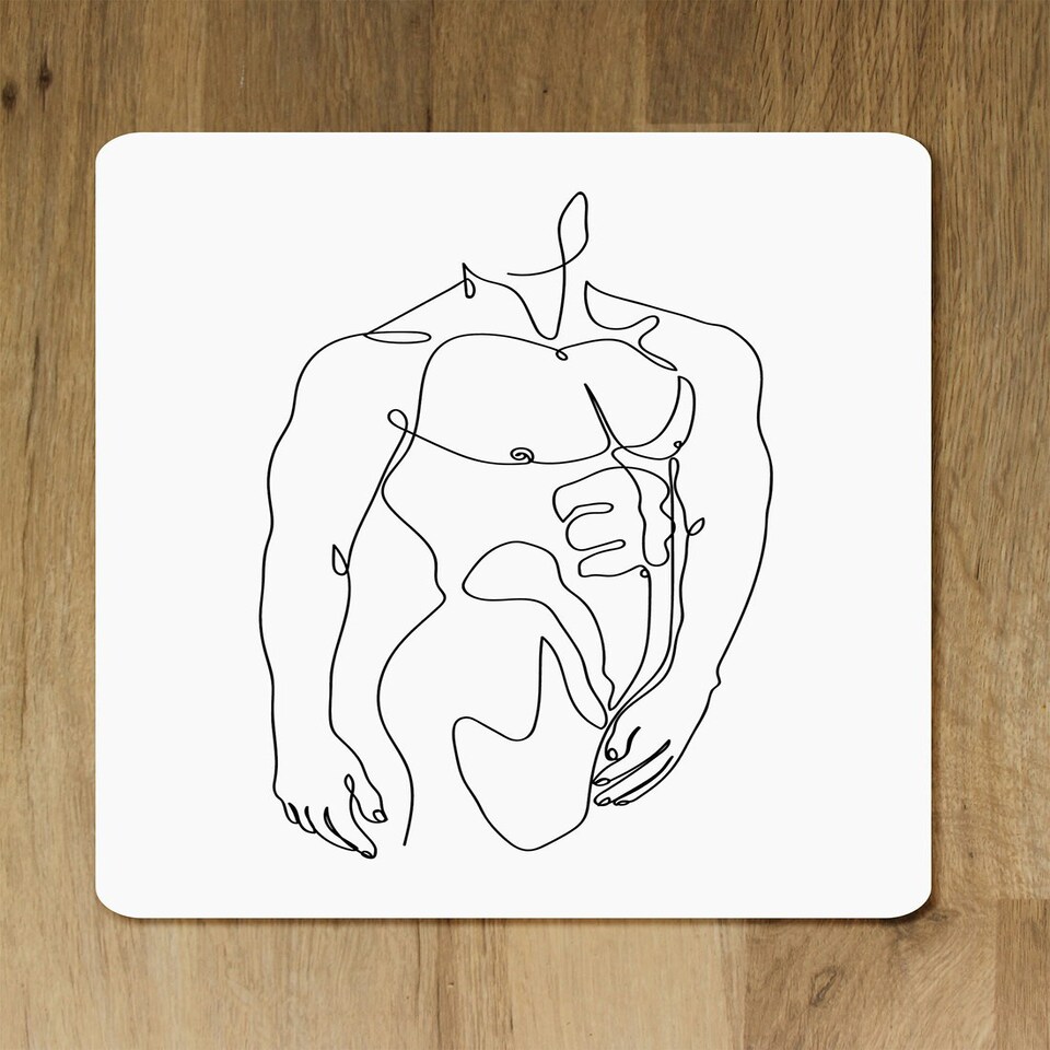 image 1 of line art of male body (Placemat & Coaster Set)