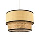 image 2 of Modern Double Tier Real Natural Rattan Pendant Shade with Black Trims | Brown | Brown | 1